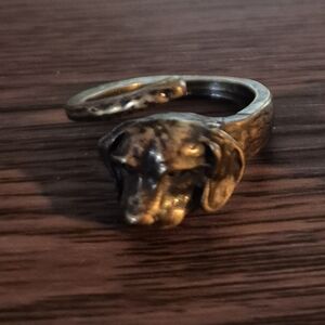 Unbranded Brass Dog Head Wrap Ring in Antique Gold